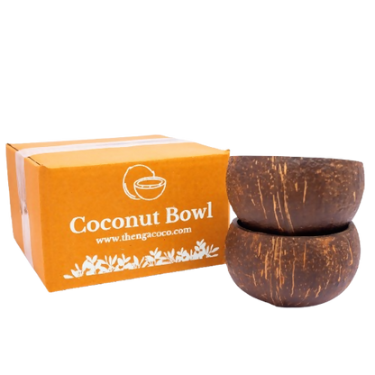 Image 1 of 350 ml / Set of 2 for the product Thenga Natural Round Coconut Shell Bowl