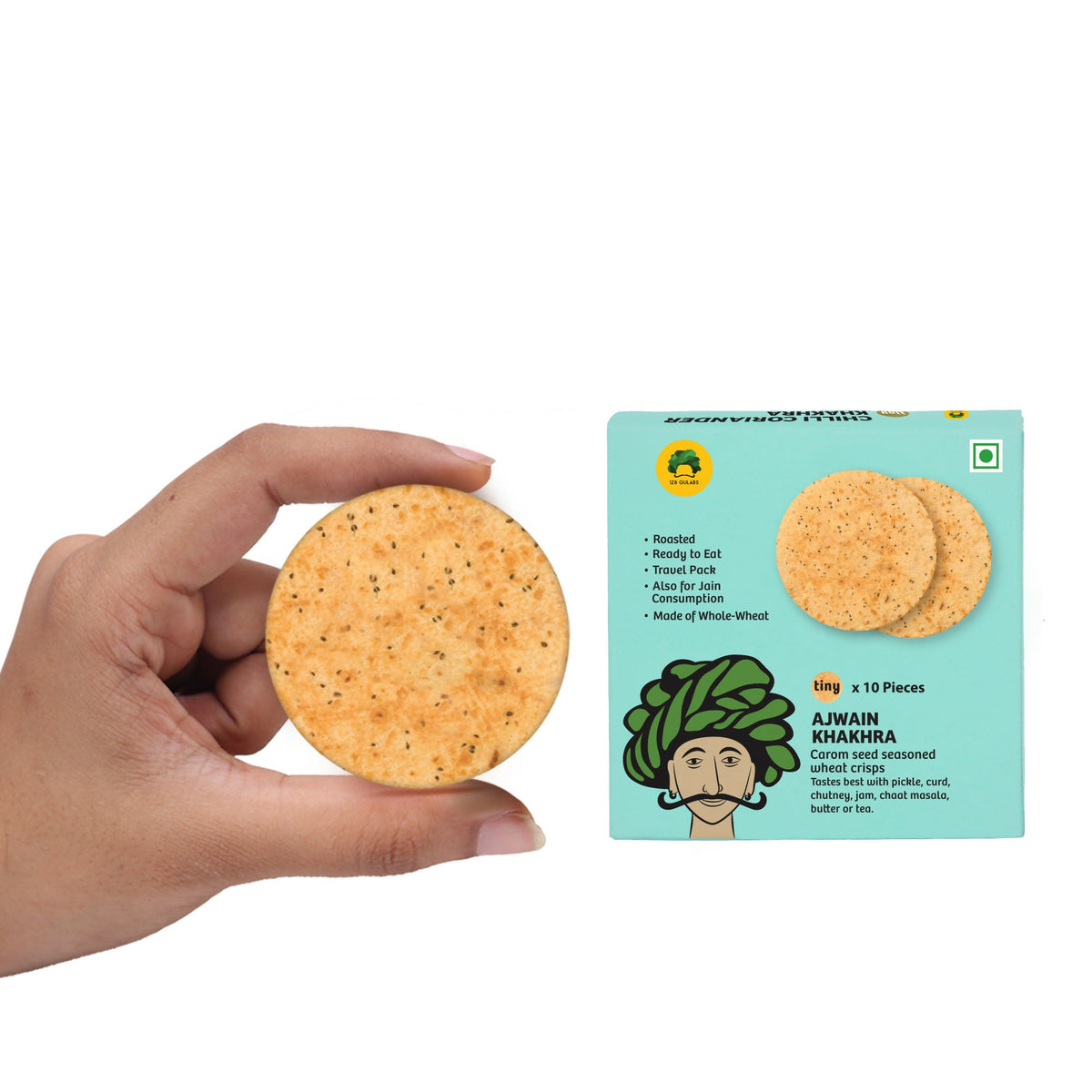 Image 1 of 20 gm for the product Gulabs Tiny Ajwain Khakhra