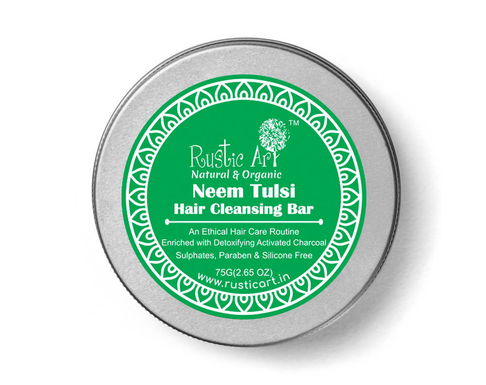 Image 1 of 75 gm for the product Rustic Art Neem Tulsi Hair Cleansing Bar