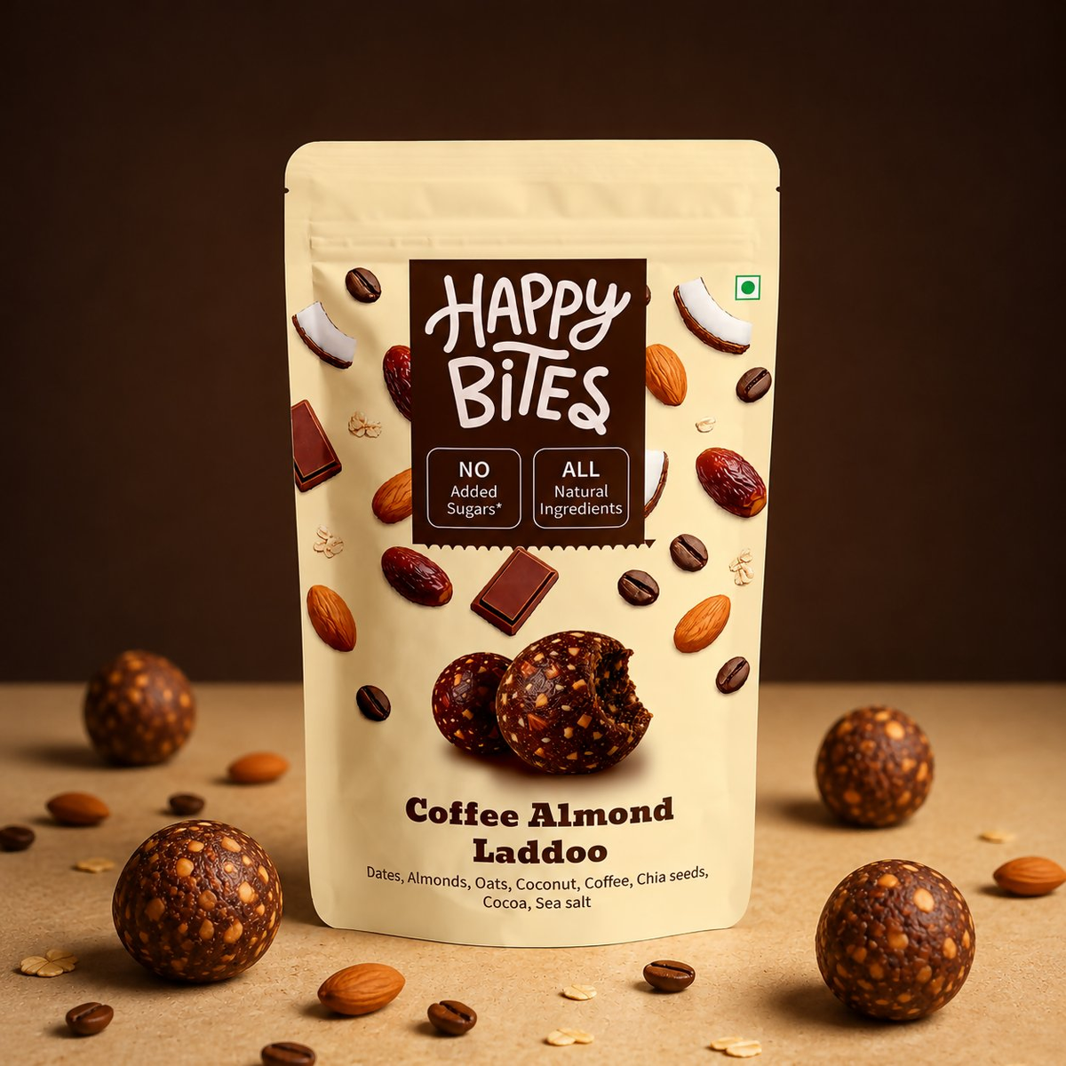 Image 2 of Happy Bites Coffee Almond Laddoo