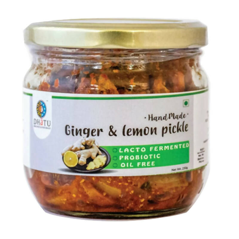 Image 1 of 250 gm / Pack of 1 for the product Dhatu Organics & Naturals Oil Free Ginger Lemon Pickle