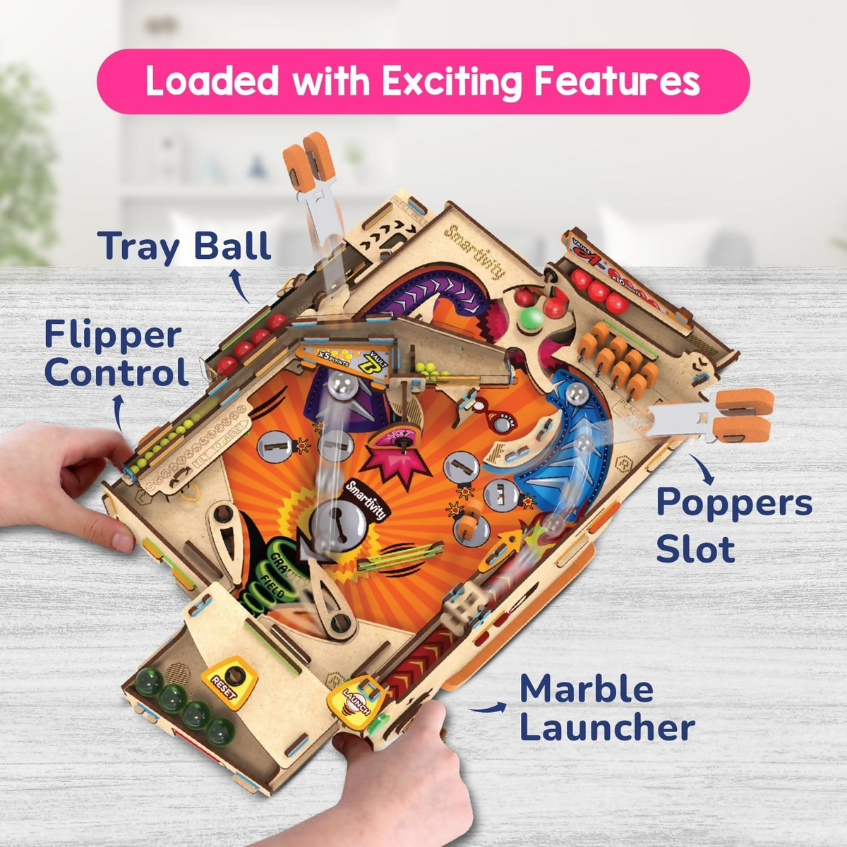 Image 2 of Smartivity DIY Pinball Machine Toy For Ages 8-99 Year Old Award Winning Arcade Game For Boys & Girls