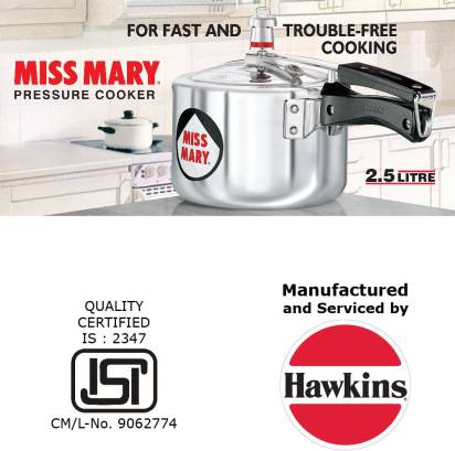 Image 2 of Hawkins Miss Mary 2.5 L Pressure Cooker (Aluminium)