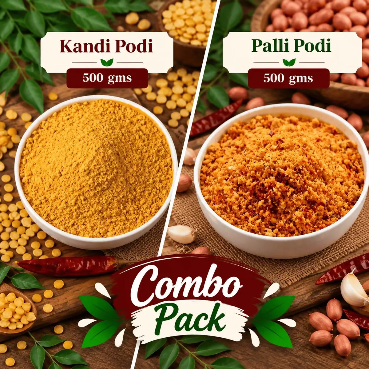 Image 2 of Tenali Ruchulu Podi Combo: Palli Podi + Kandi Podi