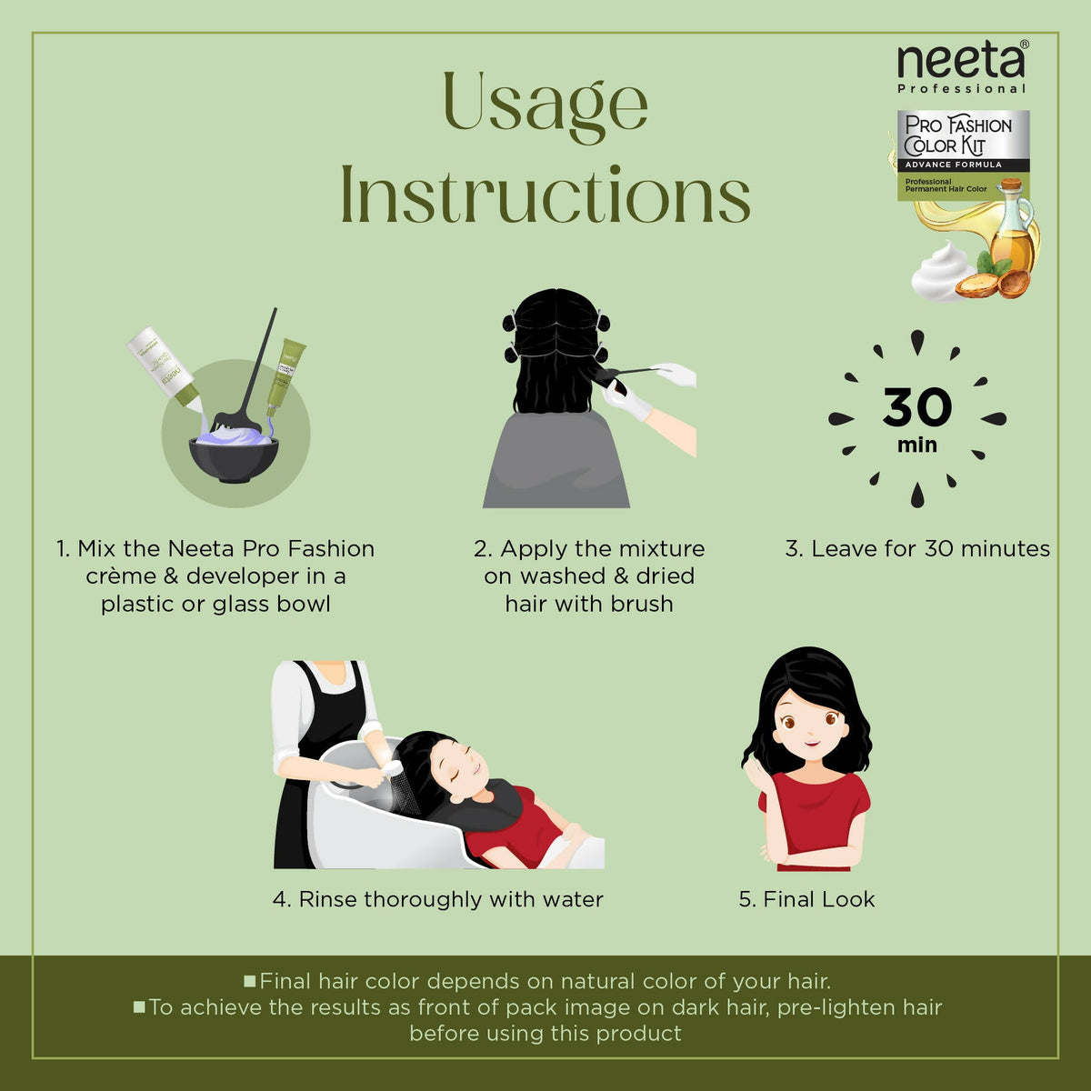 Image 5 of Neeta Professional Fashion Color Kit Permanent Hair Color Natural Black.1.0