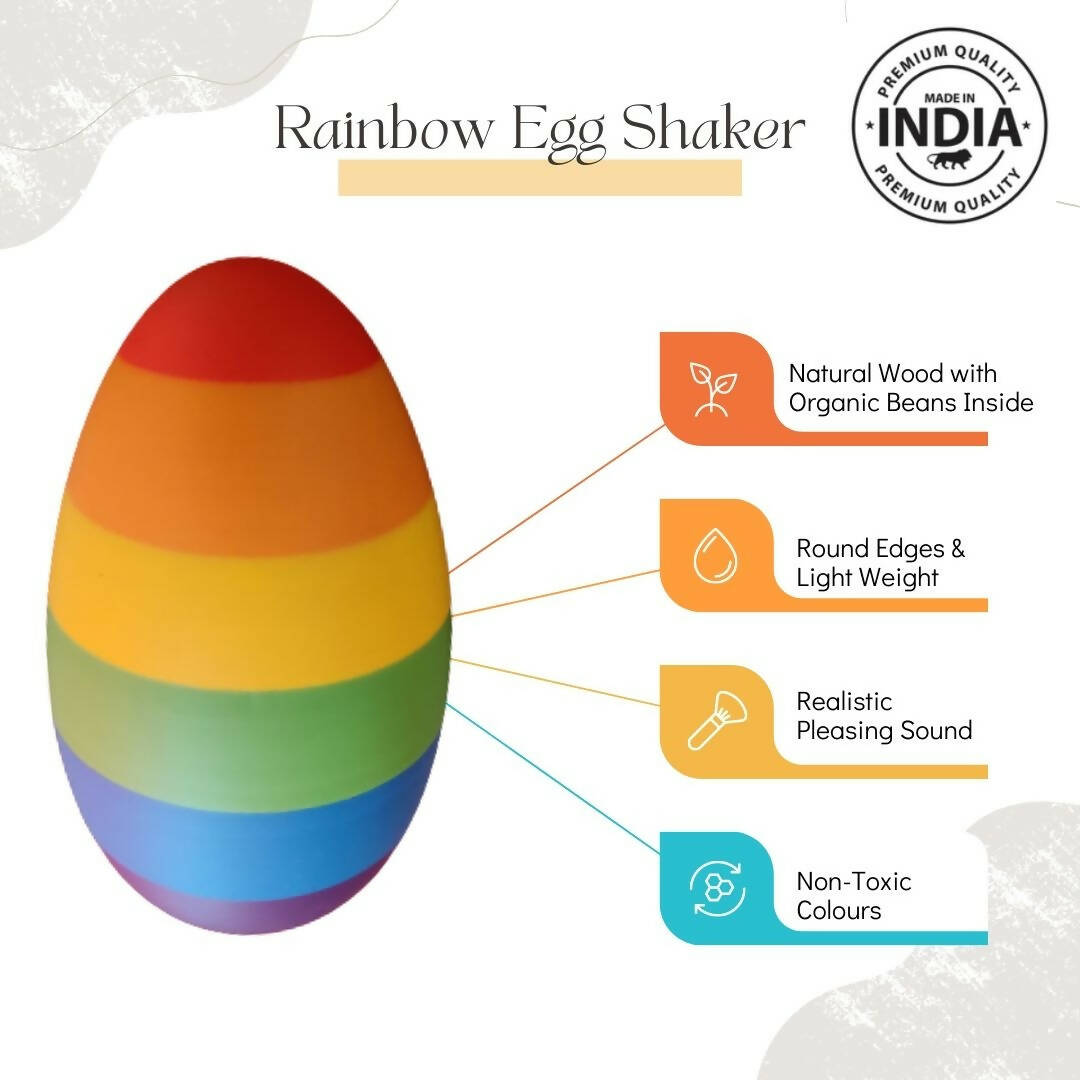 Image 3 of Nesta Toys Rainbow Wooden Egg Shaker - Set of 2