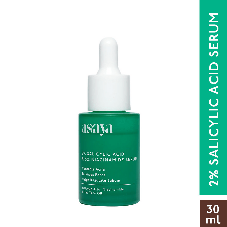 Image 2 of Asaya 2% Salicylic Acid Face Serum For Active Acne & Sebum Control With 5% Niacinamide & Tea Tree Oil