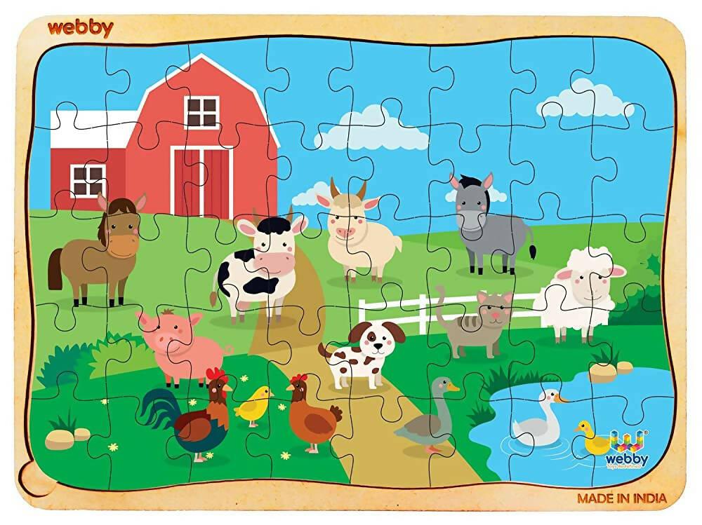 Image 1 of Default Title for the product Webby Farm House Wooden Jigsaw Puzzle- 40 Pcs