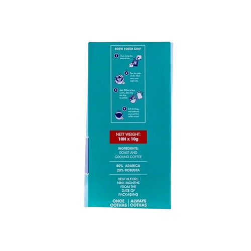 Image 7 of Cothas Swansong Blues Aroma Grande Pour Over Coffee Drip Bags | 80% Arabica 20% Robusta Medium Roast & Ground Coffee Powder