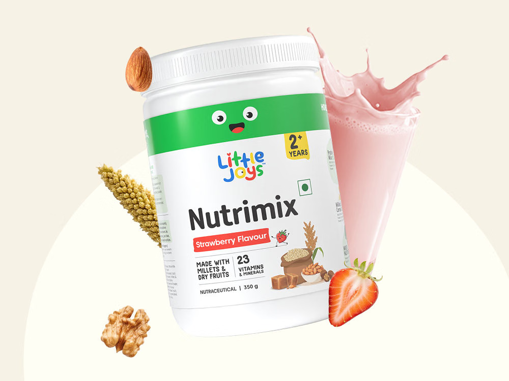 Image 11 of 350 gm / Strawberry for the product Little Joys Nutrimix Powder for Young Kids (2-6 Years)
