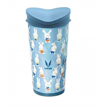 Image 1 of Vaya Drynk Stainless Steel Strawless Silicone Bunnies Print Spout Tumbler With Spill-Proof Pediasafe Lid - 350ml (Blue)