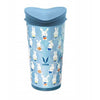Image 1 of Vaya Drynk Stainless Steel Strawless Silicone Bunnies Print Spout Tumbler With Spill-Proof Pediasafe Lid - 350ml (Blue)