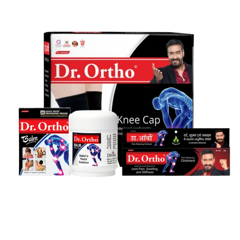 Image 1 of combo / Pack of 1 for the product Dr. Ortho Ayurvedic Ointment, Balm & Knee Cap Combo