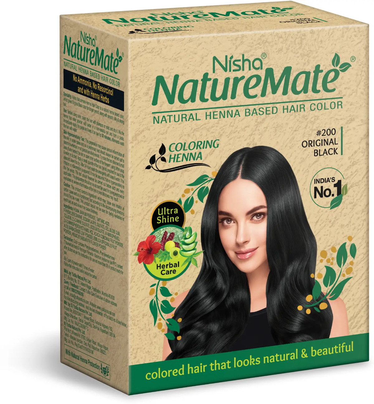 Image 1 of 60 gm for the product Nisha Naturemate Natural Henna-Based Hair Color - Original Black