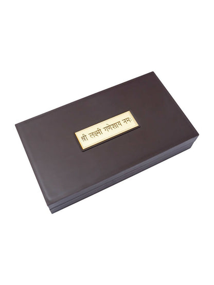 Image 5 of Golden Peacock Brown & Gold-Toned 24 Ct Gold Foil Laxmi And Ganesh Pooja Box