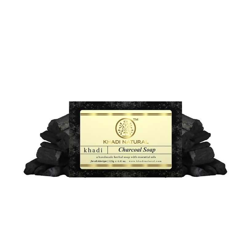 Image 1 of Khadi Natural Charcoal Handmade Soap