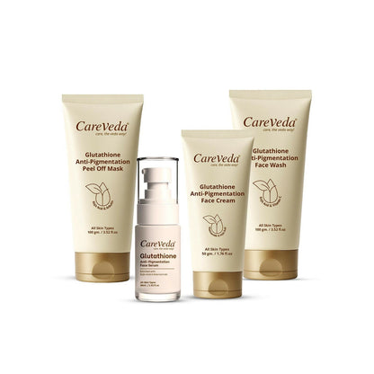 Image 1 of Pack of 1 for the product CareVeda Glutathione Skin Care Set of 4 | Face Wash & Cream, Peel off Mask, Serum for Bright & Even-Toned Skin