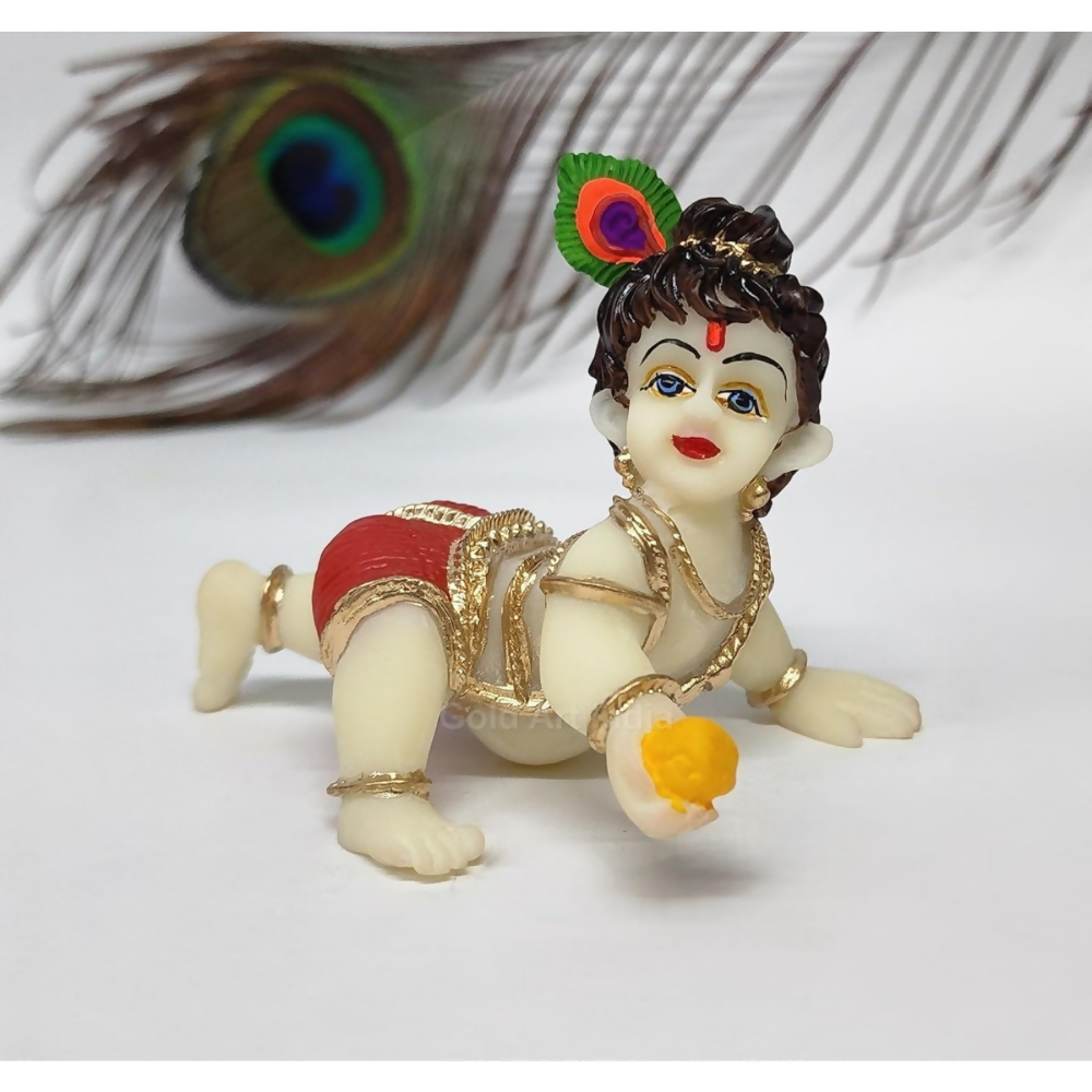 Image 1 of Default Title for the product Gold Art India Laddu Gopal Idol Ivory Body Red Dhoti