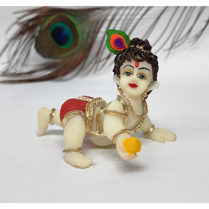 Image 1 of Default Title for the product Gold Art India Laddu Gopal Idol Ivory Body Red Dhoti