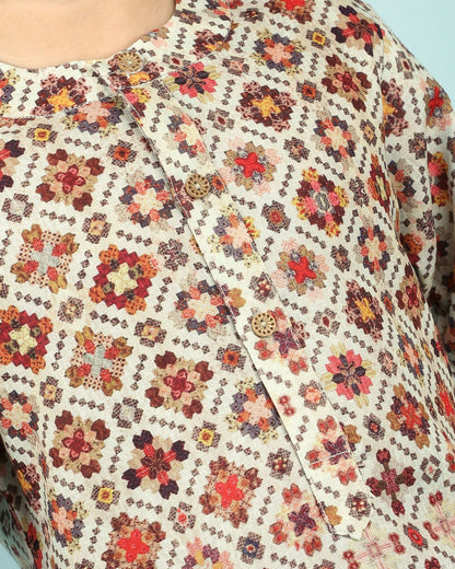 Image 5 of Joban Fashion Kids Island Cotton Full Sleeves Printed Kurta and Pyjama- Maroon