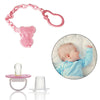 Image 1 of Default Title for the product Safe-O-Kid Animal Design Silicone Pacifier/Soother With Holder Chain And Clip, Pink