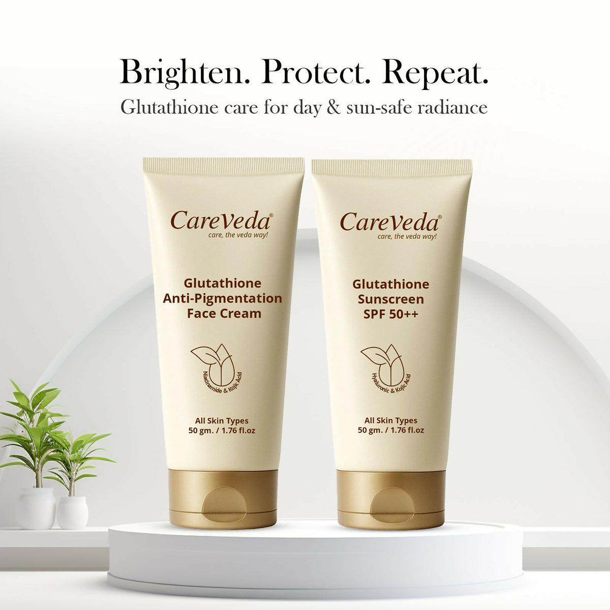 Image 3 of CareVeda Glutathione Skin Care Set of 2 | Face Cream & Sunscreen for Bright, Even-Toned Skin | Anti-Pigmentation & Glow Boost | For Men & Women