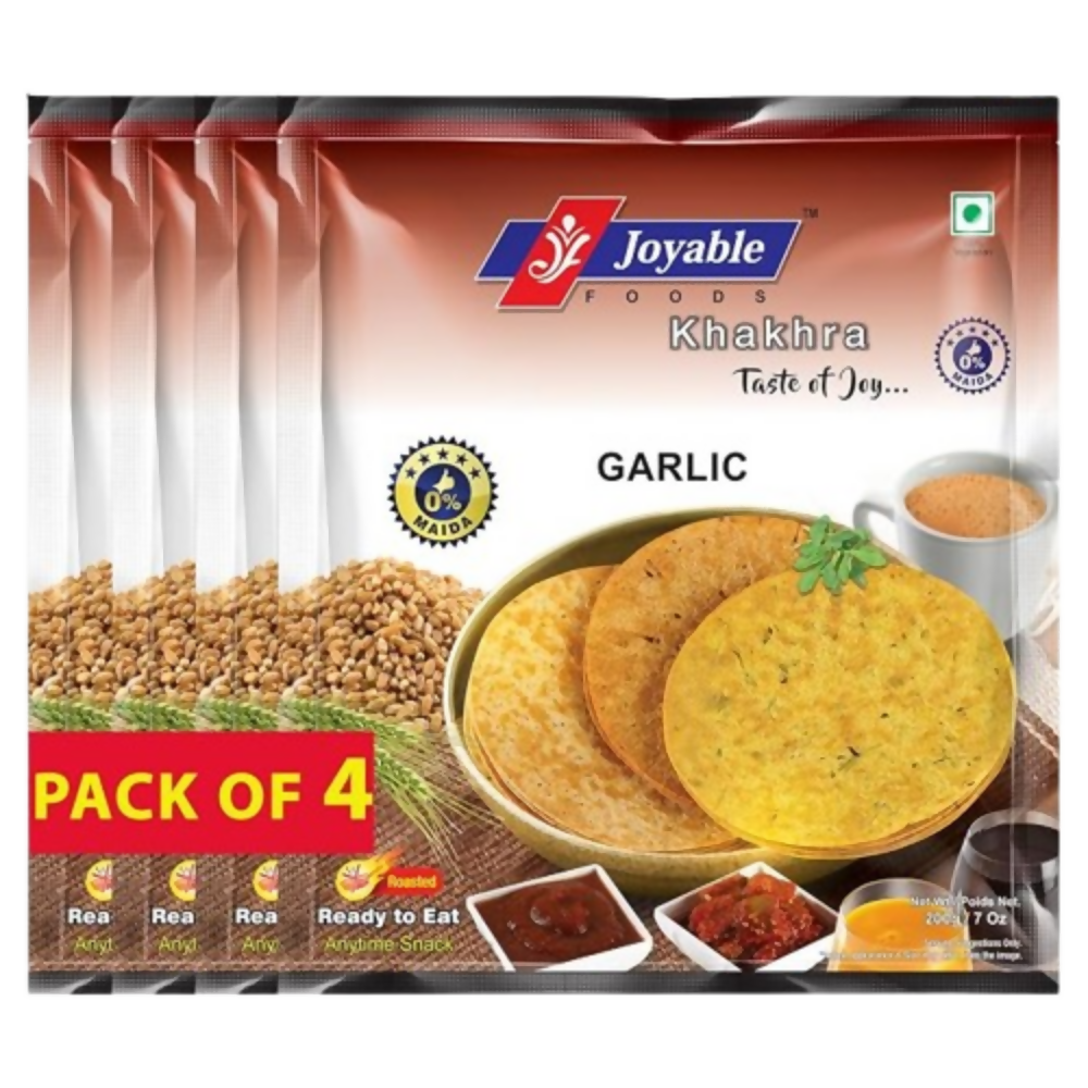 Image 1 of 200 gm / Pack of 4 for the product Joyable Garlic Khakhra