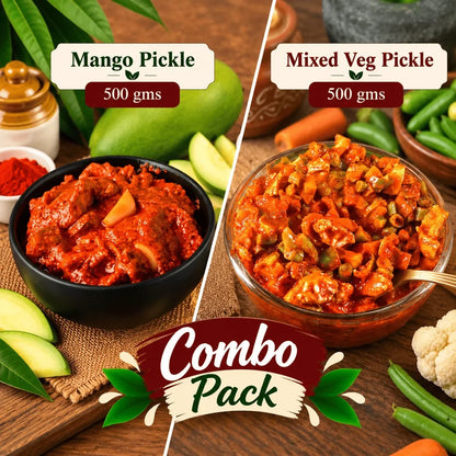 Image 2 of Tenali Ruchulu Pickles Combo: Mango Pickle + Mixed Veg Pickle
