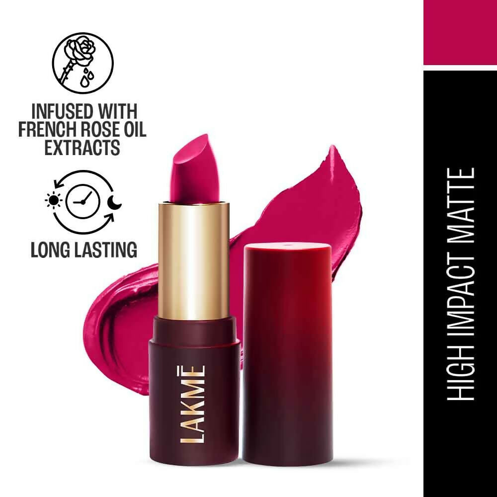 Image 2 of Lakme Forever Matte Lipstick, Made With French Rose Oil Extracts - Pink Petal