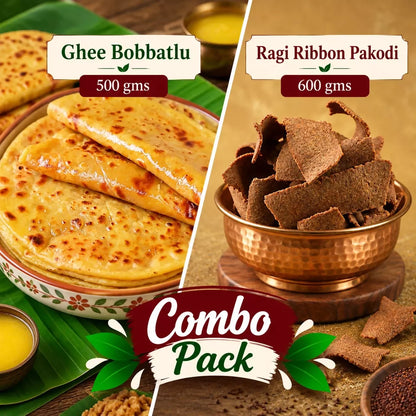 Image 2 of Tenali Ruchulu - Ghee Bobbatlu + Ragi Ribbon Pakodi