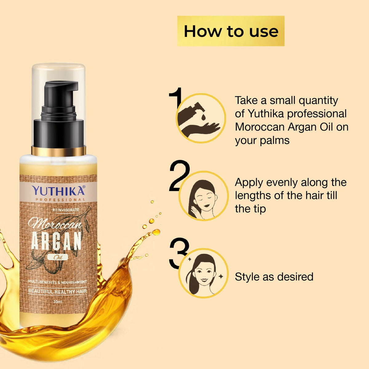 Image 4 of Yuthika Argan Oil Hair Serum - Moroccan Argan Oil
