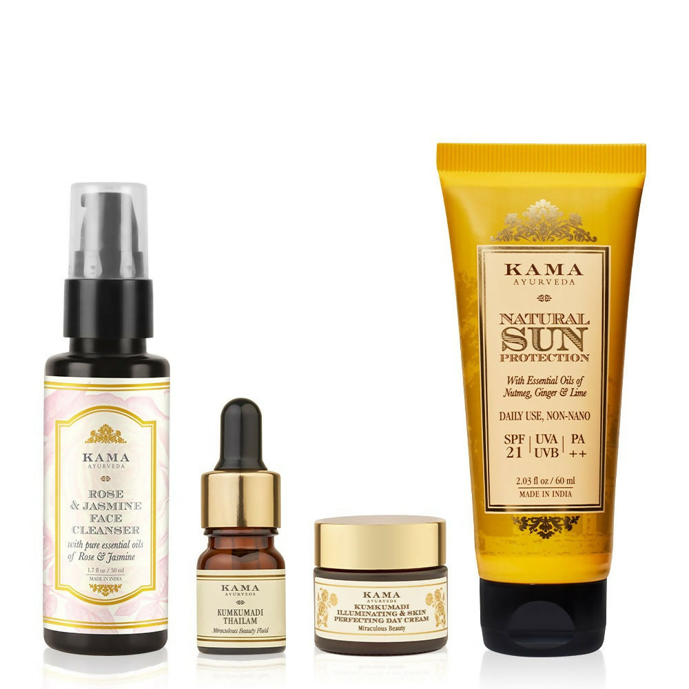 Image 1 of combo for the product Kama Ayurveda Daily Essentials CSMS (Cleanser, Serum, Moisturizer, Sunscreen) Combo