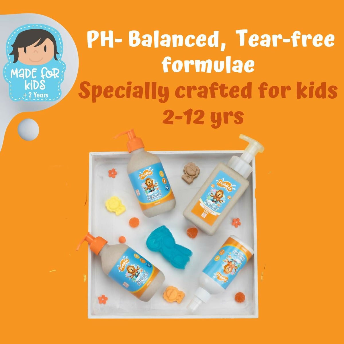 Image 3 of Puddles Organic Playful Shampoo For Kids - Cub Riders - Age 2-12 Yrs, Tear-Free, pH Balanced, Sulfate-Paraben Free