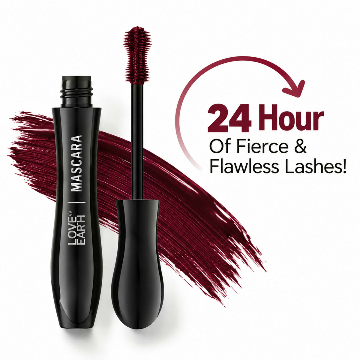 Image 3 of Love Earth Lash Max Mascara - Voluminous Lengthening & Waterproof- Burdundy