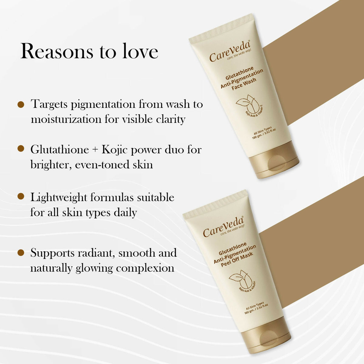 Image 4 of CareVeda Glutathione Skin Care Set of 2 | Face Wash & Peel-Off Mask for Bright, Even-Toned Skin | Anti-Pigmentation & Glow Boost | For Men & Women