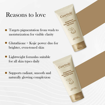 Image 4 of CareVeda Glutathione Skin Care Set of 2 | Face Wash & Peel-Off Mask for Bright, Even-Toned Skin | Anti-Pigmentation & Glow Boost | For Men & Women