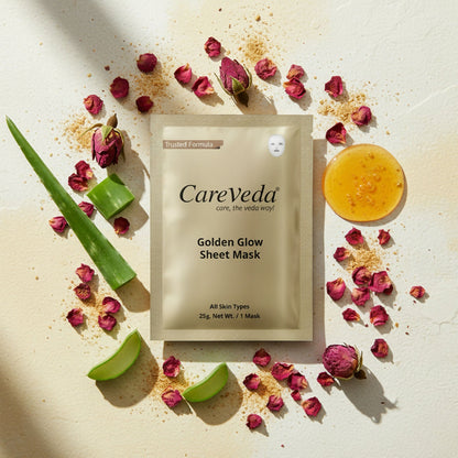 Image 3 of CareVeda Golden Glow Sheet Mask Suitable For All Skin Types
