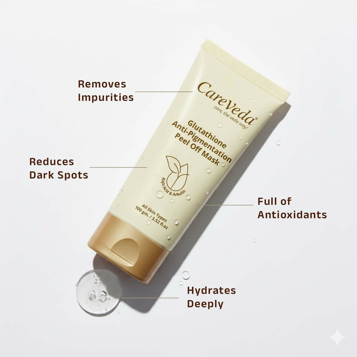 Image 7 of CareVeda Glutathione Anti-Pigmentation Peel off Mask Enriched with Kojic Acid & Arbutin