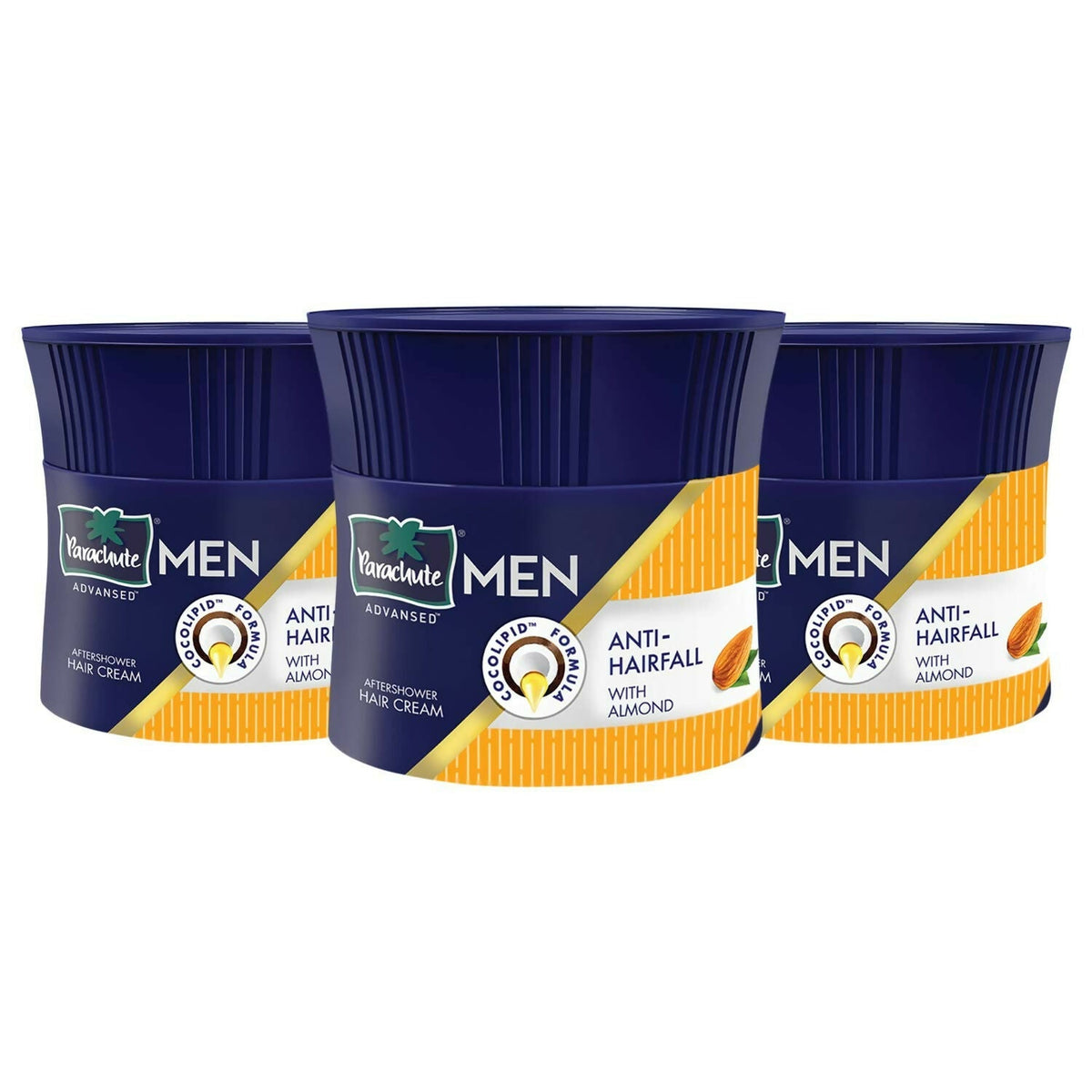 Image 1 of 100 gm / Pack of 3 for the product Parachute Hair Cream For Men, Anti Hairfall With Almond After Shower