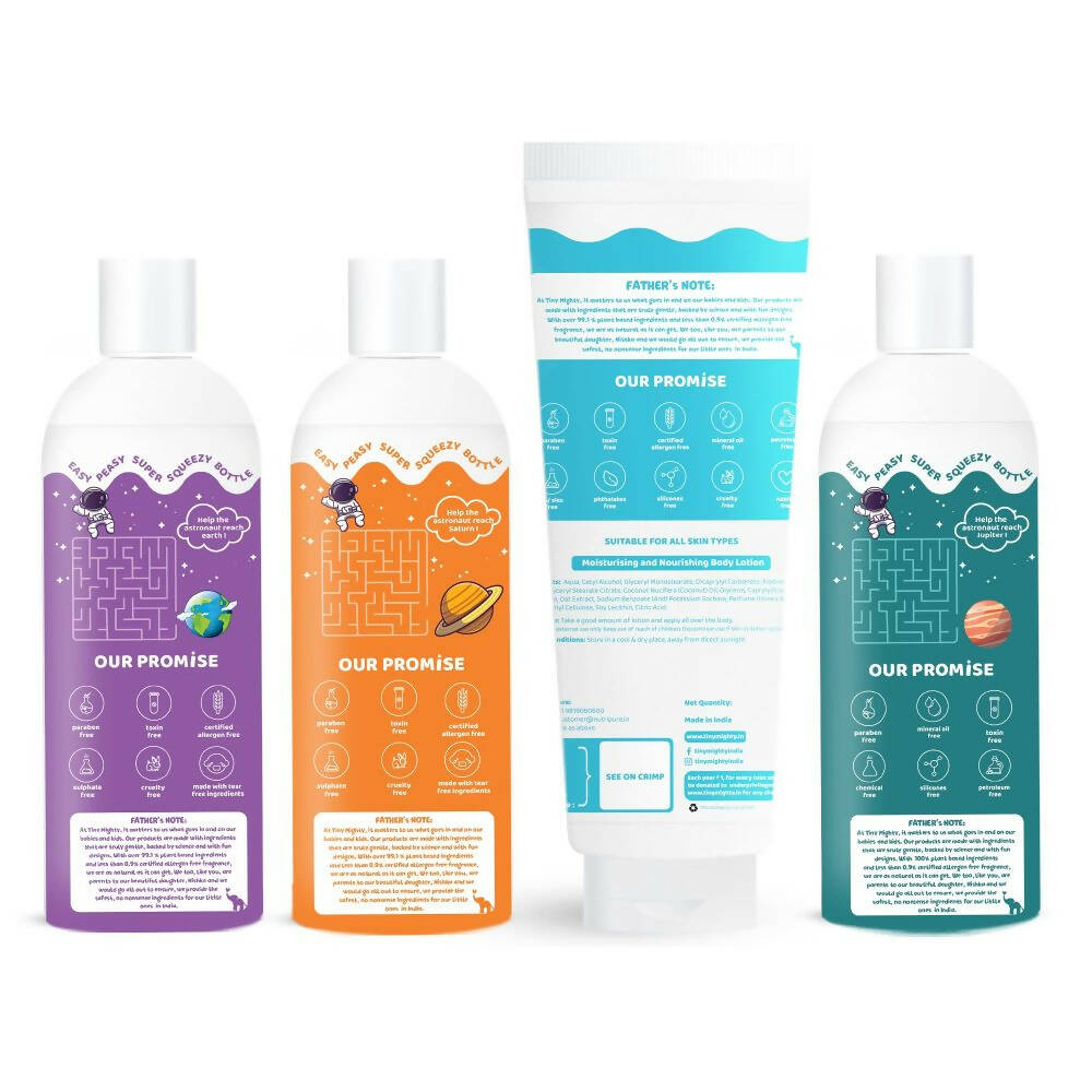 Image 4 of Tiny Mighty Plant Based And Natural Kids Shampoo, Body Lotion, Body Wash & Hair Oil Combo