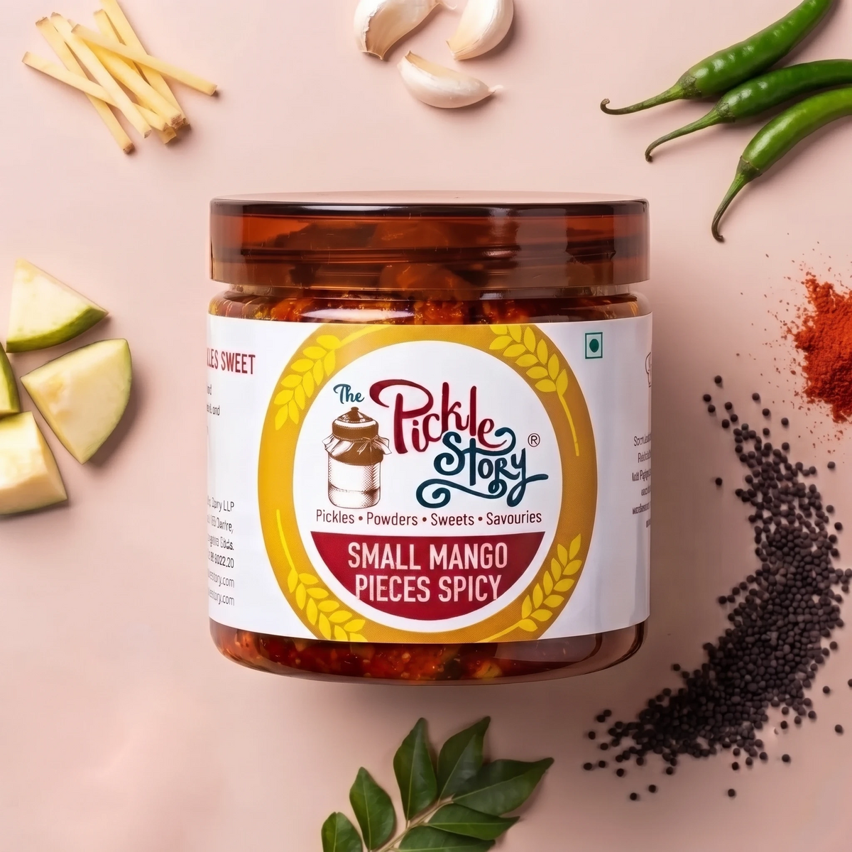 Image 1 of 200 gm (Jar) for the product The Pickle Story Mango and Mustard (small pieces of Mango) Spicy Pickle