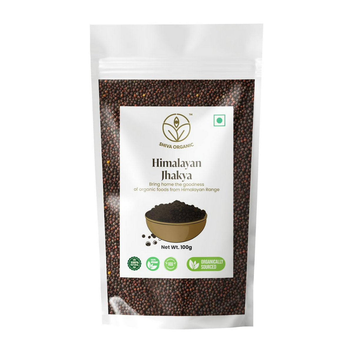 Image 1 of 100 gm for the product Shiva Organic Himalayan jakhiya seeds pahadi (Wild Mustard) Black Jakhya Seeds