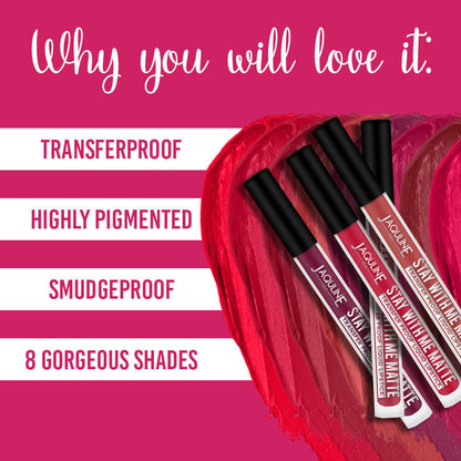 Image 4 of Jaquline USA Stay With Me Matte Liquid Lipstick - Play Girl