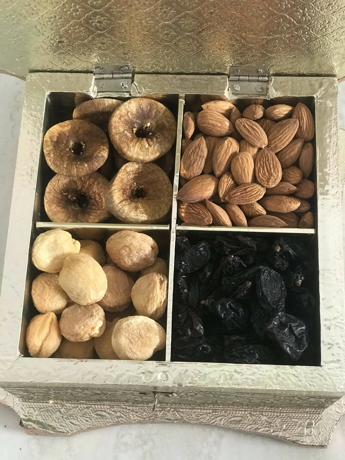 Image 4 of SK Mithaii | Assorted Meenakari Design Dry Fruit Box | Almonds | Apricots | Figs | Black Resins