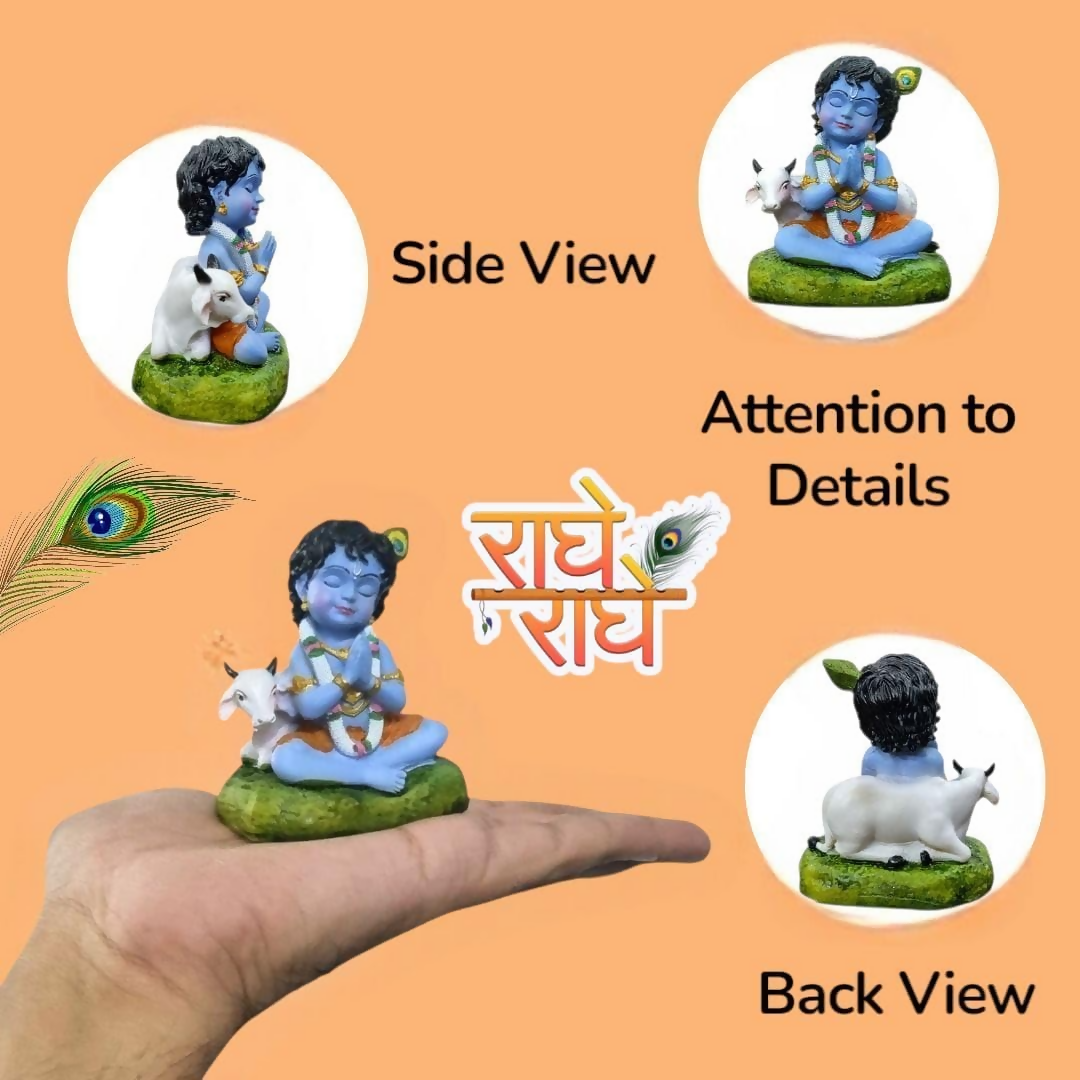 Image 6 of Krishna Laddu Gopal Murti with Cow