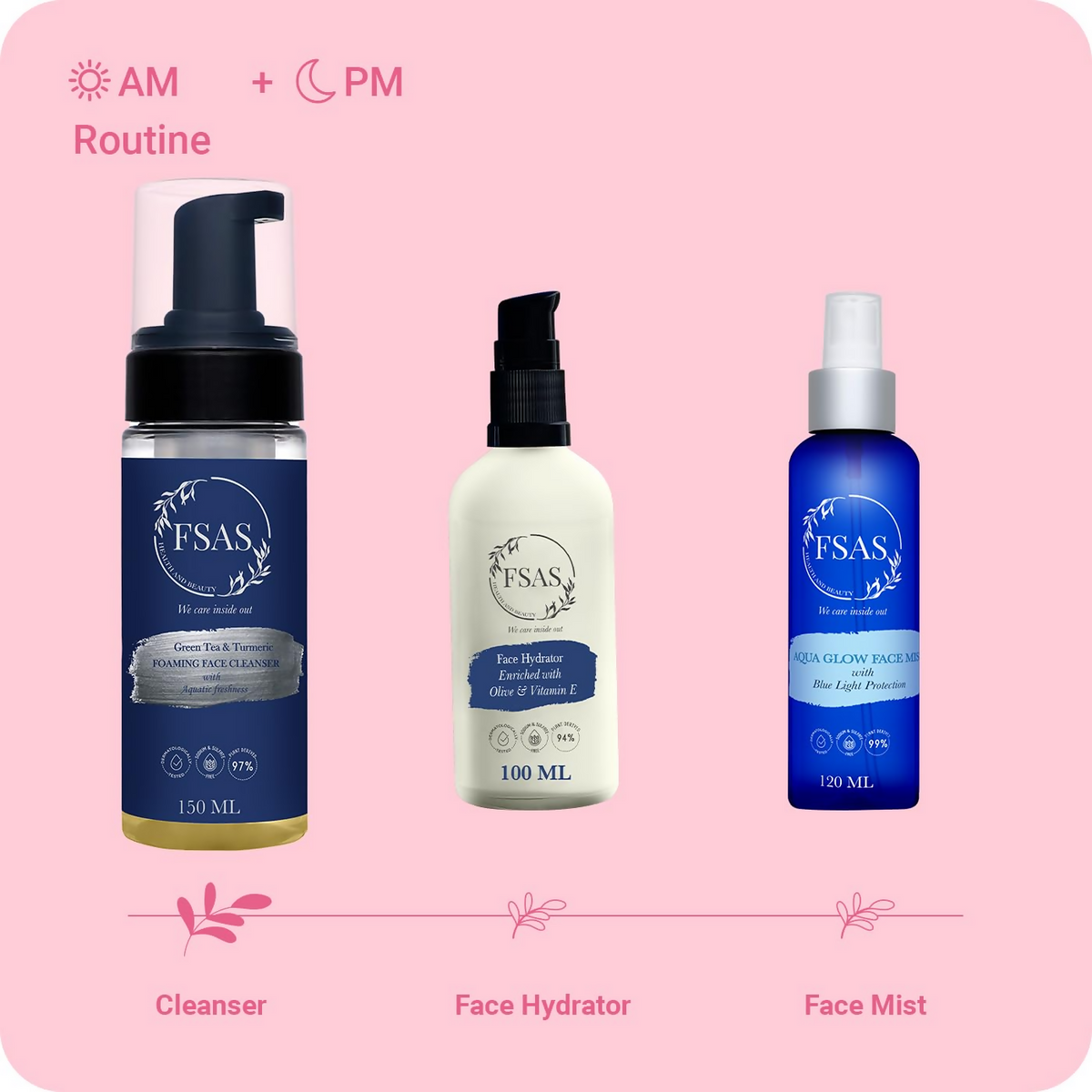 Image 3 of FSAS Health and Beauty 97% Plant-Derived Green Tea and Turmeric Foaming Face Cleanser