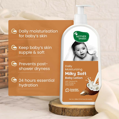 Image 3 of Mother Sparsh Milky Soft Baby Lotion With Milk Protein, Coconut Oil & Shea Butter For 24Hrs Moisturization