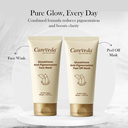 Image 3 of CareVeda Glutathione Skin Care Set of 2 | Face Wash & Peel-Off Mask for Bright, Even-Toned Skin | Anti-Pigmentation & Glow Boost | For Men & Women