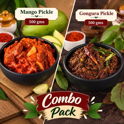Image 2 of Tenali Ruchulu Pickles Combo: Mango Pickle + Gongura Pickle