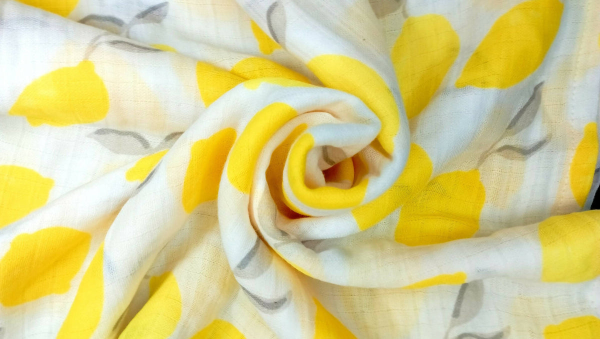 Image 2 of Kindermum Organic Cotton Muslin Swaddle Blanket 100 Cm X 100 Cm - Set Of 2 - Pista And Lemon